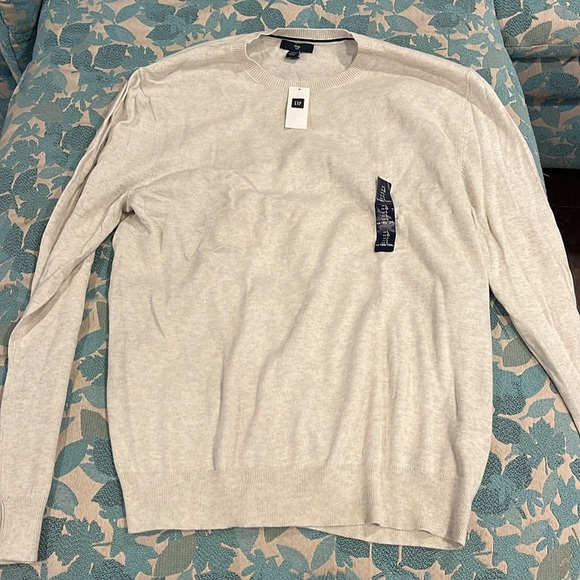 GAP Crew Neck Sweater Oatmeal Heather 100% cotton NWT - Picture 5 of 6